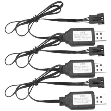 Imagem de 3 peças Vgoohobby SM-4P carregador de 7,4 V cabo de carregamento USB para bateria de íon de lítio de 7,4 V, RC, carro, drone, barco, avião