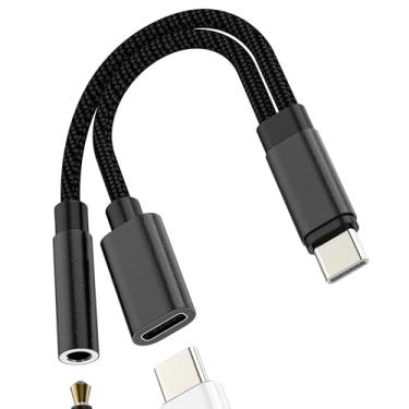 Imagem de Adaptador USB C para conector de fone de ouvido auxiliar DAC tipo C divisor de áudio de 3,5 mm (2 em 1) para iPhone 17 16 15 Pro Max conversor de carregamento para Apple para iPad, compatível com
