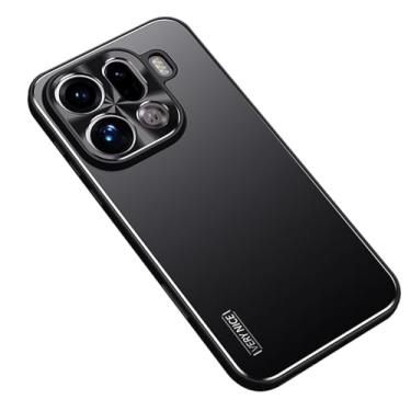 Imagem de HAOMRIYL Capa para Oppo Find X9/X9pro, capa de telefone de proteção de lente de câmera de metal antiarranhões fina PC traseira minimalista, preta, X9Pro