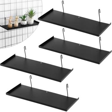 Imagem de Yaocom 4 peças de ganchos de prateleira de grade e prateleira suspensa para painel de grade de arame, acessórios de painel de grade, prateleiras de parede de metal para varejo de garagem doméstica
