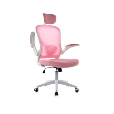 Imagem de Rohden HOME OFFICE Cadeira Ergonômica Giratória, Rosa, com Encosto Reclinável, Braços Pivotantes, Apoio de Cabeça e Lombar para Escritório