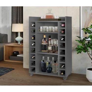 Imagem de Adega Bar Porta, Vinhos 16 Garrafas Com Rodizios Excelente Espaço, adega de parede,suporte para vinho (Cinza)