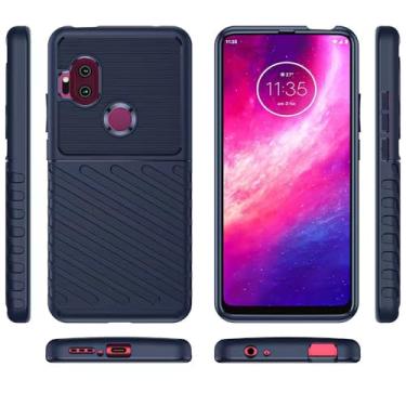 Imagem de HTXWXJC Capa de telefone para Moto One Hyper, Motorola One Hyper XT2027 capa à prova de choque capas protetoras de TPU antiarranhões capa de grau militar para Motorola One Hyper Blue