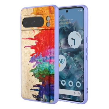 Imagem de OEURVQO Capa artística para Google 8 Pro, capa de silicone líquido de toque macio com forro fofo, compatível com carregamento sem fio, capa protetora para Google Pixel 8 Pro, aquarela roxa