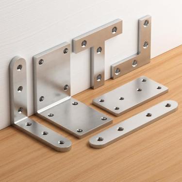 Imagem de 1 suporte de canto de aço inoxidável 90 graus em forma de L pré-perfurado para prateleiras, armários, suporte de móveis, 60 x 60
