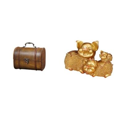 Imagem de MotiveTech Caixa Organizadora de Joias Vintage em Madeira com Estatueta Decorativa em Resina, Estilo Do, Ideal para Guardar Anéis, Bijuterias E Outro