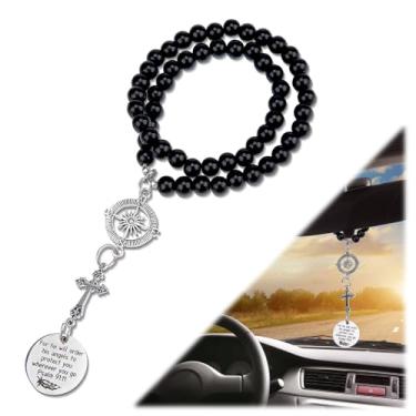 Imagem de Pingente de carro cruzado, enfeites de pendurar em cruz para espelho retrovisor de carro, onde quer que você vá, pingente de carro espelho retrovisor, Salmo 91:11, presentes cristãos
