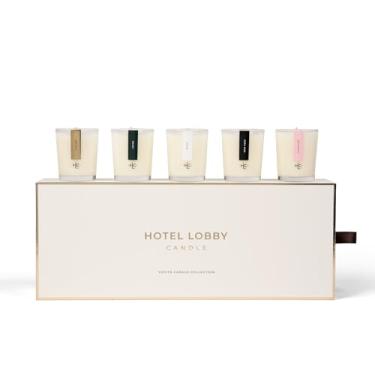 Imagem de Conjunto de velas votivas Hotel Lobby – 5 × 2,141 g 100% cera de soja com fragrância Signature, New York, Miami, Aspen e Blue Skies – Sem parafina, infundida com óleos essenciais, limpa queimaduras