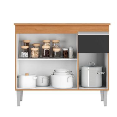 Imagem de Balcão Armário Gabinete Multiuso Tatiane Am/pto 100cm C/tampo