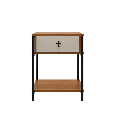 Imagem de Mesa Mesinha De Cabeceira Estilo Industrial Gaveta Prateleira Mesa De Apoio Sofisticado Decorativo