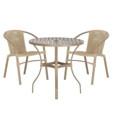 Imagem de 02 Cadeiras Floripa E Mesa Roma 100cm Fendi E Corda Nautica Rami