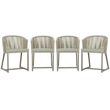 Imagem de 4 Cadeiras De Jantar Noronha Fendi Corda Náutica E3 Trama Rami