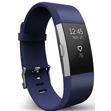 Imagem de PANDA BOBO Pulseiras esportivas compatíveis com Fitbit Charge 2, pulseiras clássicas ajustáveis (azul royal, grande)