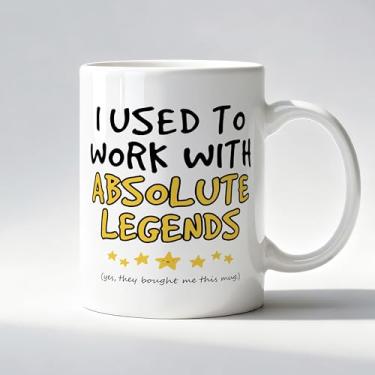 Imagem de LADOCK Caneca de café engraçada Coworker Retirement, I Used to Work with Absolute Legends Ceramic Coffee Mug, Farewell Going Away Goodbye Gifts for Coworkers Colleague Boss Coffee Tea Cups 325 ml