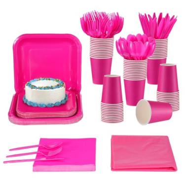 Imagem de Conjunto de louça de festa para 24 convidados serve para 193 peças. Suprimentos incluem guardanapos, copos, pratos, cortadores, colheres, garfos de plástico, festa familiar, piqueniques, aniversário