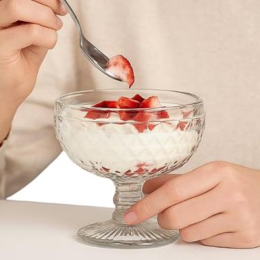 Imagem de Conjunto de 6 Taças de Sobremesa em Vidro, Design Bico de Abacaxi, 300ml, 10,5cm x 12cm, para Mousses, Sorvetes e Sobremesas