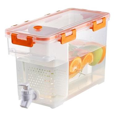 Imagem de YOUTHINK Dispensador de Bebidas de Plástico Com Torneira 3,5L Refrigerador de Suco Gelado para Uso Diário Em Festas na Geladeira (laranja)