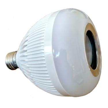 Imagem de Lâmpada LED Bluetooth Inteligente, Alto-Falante Integrado, RGB Multicolorida, 12W Bivolt, Soquete E27, Controle Remoto, 9.5x12.5cm
