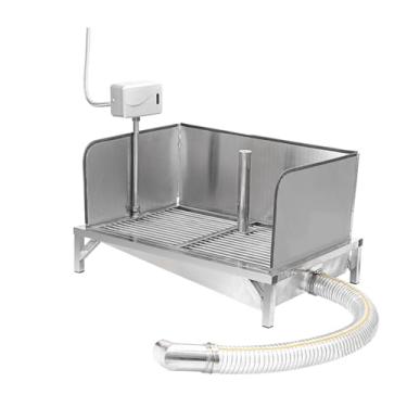 Imagem de Vaso sanitário para cães com descarga automática, vaso sanitário para animais de estimação de aço inoxidável, bandeja de treinamento para cães com coluna de mictório, caixa de areia para cães internos