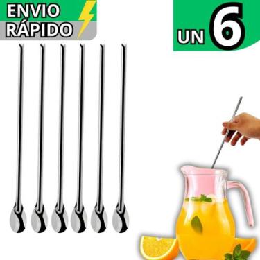 Imagem de Kit 06 Colher Para Suco Bailarina em Inox Barman Drinks Caipirinha Col