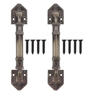 Imagem de 2 maçanetas de porta de celeiro antigas puxadores de gaveta vintage puxadores de armário rústicos cor bronze fácil montagem com 8 parafusos para portas armários roupeiros