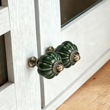 Imagem de 2 puxadores de cerâmica para cômoda – Puxadores de armário de abóbora coloridos para gaveta, porta, cozinha, banheiro, móveis, ferragens, azul escuro