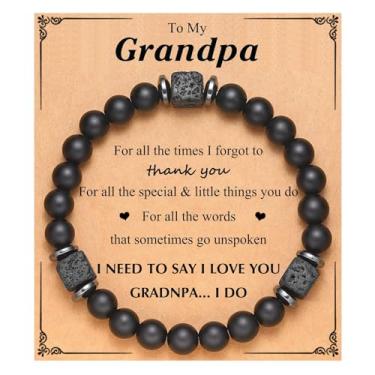 Imagem de Pulseira To My Man Love Gifts for Him Dad Husband Brother Son Grandpa Lava Stone Bead Bracelet with Card, Medium, Latão, Sem Pedra Preciosa