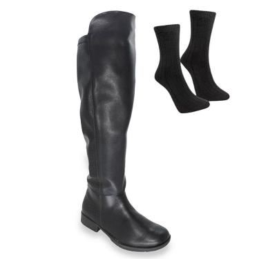 Imagem de Kit Bota Piccadilly Leci Cano Longo Feminina + Par de Meia