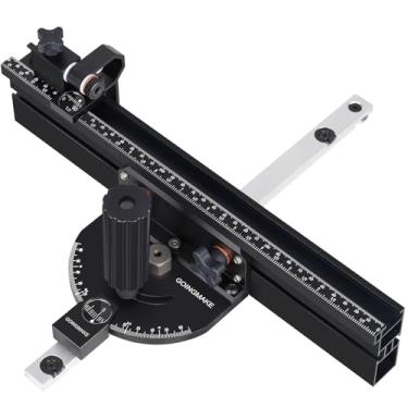 Imagem de GOINGMAKE Medidor compacto de esquadria de serra de mesa com cerca de 360 mm e batente multifuncional e paradas de ângulo positivo, medidor de esquadria para acessórios de serra de mesa, para cortes