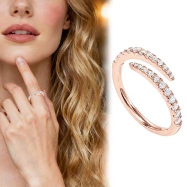 Imagem de Anéis de noivado femininos delicados de zircônia cúbica ajustáveis para mulheres, alianças de casamento de compromisso, de cristal moderno, Medium, Cristal, Cristal