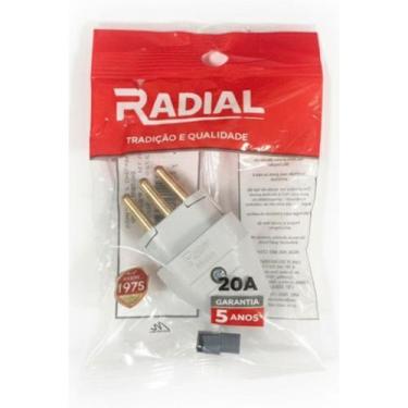 Imagem de Plugue de Tomada Macho 2 Pontas T Cinza Radial 20a