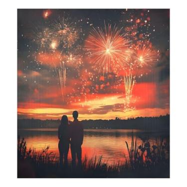 Imagem de SEHANY Capa magnética para máquina de lavar louça, pintura romântica para casais de Dia dos Namorados, adesivos magnéticos decorativos antiarranhões para painel de geladeira e lava-louças, decoração