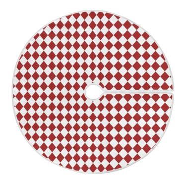 Imagem de ATTX Saia de árvore de Natal xadrez vermelha e branca 90 cm, decoração festiva para festas de Natal e Ano Novo #12