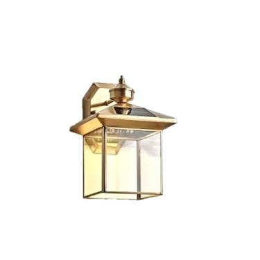 Imagem de Luminária de parede solar externa, à prova d'água e simples, para coluna de portão de pátio de vila, luminária de parede externa toda em cobre para corredor e varanda (Seção B)