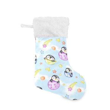 Imagem de GakkiGii Meias de Natal de pinguim fofas, pacote com 2, decoração grande para pendurar na parede da árvore da lareira, 45 x 31 cm