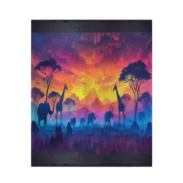 Imagem de Blueangle Cobertor de pôr do sol africano super macio e quente, 127 x 152 cm, leve para todas as estações, cobertor aconchegante para cama, sofá, sofá, fácil de cuidar (160)