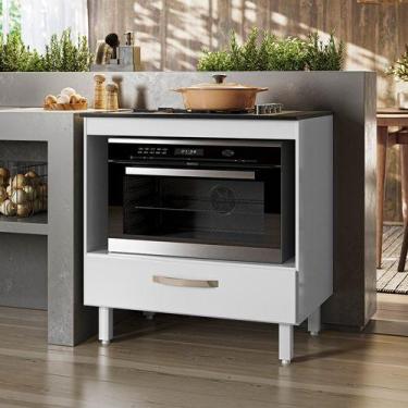 Imagem de Balcão Para Cooktop e Forno Com 01 Gaveta Branco - Nicioli