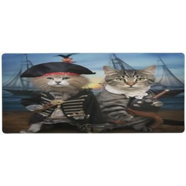 Imagem de xigua Mouse pad grande engraçado Capitão Gato, tapete de mesa antiderrapante 80 x 30 cm, base de borracha de 3 mm de espessura, protetor de mesa para laptop, mesa de trabalho, escritório e casa