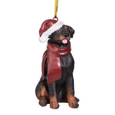 Imagem de Design Toscano Ornamentos de Natal Rottweiler para cachorro de férias, colorido