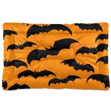 Imagem de SEHANY Cama de Halloween morcegos para cães e gatos com fundo antiderrapante, cama de canil, colchão macio para animais de estimação, lavável para cães pequenos, médios e grandes, gatos, 61 x 45 cm