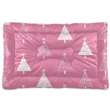 Imagem de Blueangle Árvore de Natal com desenho animado ultra macia e calmante cama para cães pequenos, cama retangular confortável para animais de estimação, 24 x 18 polegadas (860)