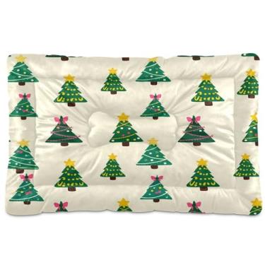 Imagem de SEHANY Cama de árvore de Natal em aquarela para cães e gatos com fundo antiderrapante, caixa de canil, colchão macio para animais de estimação, lavável para cães pequenos, médios e grandes, gatos, 91