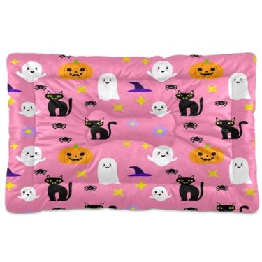 Imagem de SEHANY Cama de cachorro fantasma Halloween Boo Cama de gato com fundo antiderrapante, cama de canil, colchão macio para animais de estimação, lavável para cães pequenos, médios e grandes, gatos, 91 x