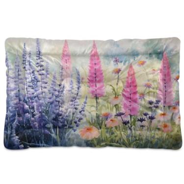 Imagem de SEHANY Cama para cães e gatos com flores silvestres coloridas com fundo antiderrapante, cama de canil, colchão macio para animais de estimação, lavável para cães pequenos, médios e grandes, gatos