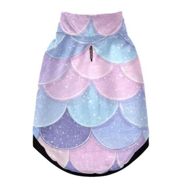 Imagem de SEHANY Casaco de cachorro com escama de peixe arco-íris para cães pequenos, superquente à prova de vento, jaqueta de inverno macia e aconchegante para clima de neve fria com coleira para animais de