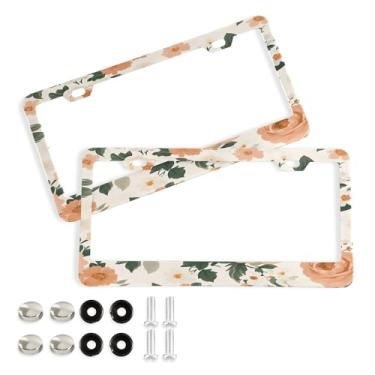 Imagem de SEHANY Molduras de placa de carro rosa dos namorados, capas de moldura de placa de carro de alumínio à prova de ferrugem com orifícios elípticos e parafusos serve para veículos padrão dos EUA tamanho