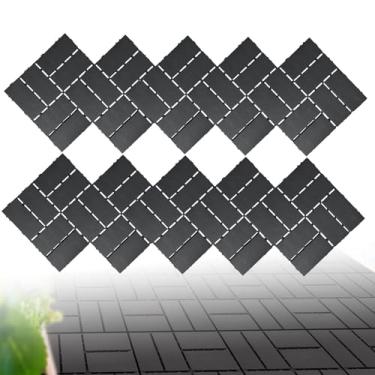 Imagem de Telhas de plástico para pátio entrelaçadas, placas de terraço ao ar livre 30 x 30 cm azulejos de clique à prova de intempéries pátio para piscina varanda quintal varanda varanda café K 10 peças