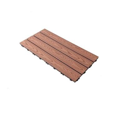 Imagem de Telhas de WPC 60 x 30 cm, 1 m² = 6 azulejos de terraço, azulejos de clique com aparência de madeira, piso para varanda, resistente às intempéries com função de drenagem C4 22 unidades