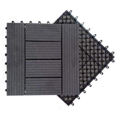 Imagem de Azulejos de deck interligados 30 x 30 cm, piso externo azulejos de madeira de acácia, piso de pátio à prova d'água deck para varanda quintal, uso interno e externo G 1 peça