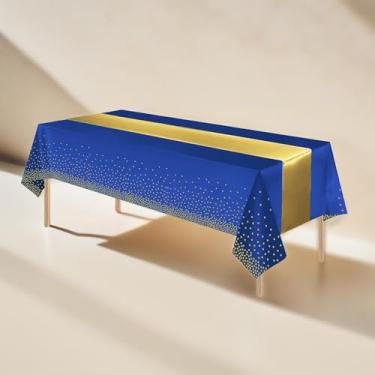 Imagem de Toalhas de mesa descartáveis de plástico para mesa de cetim 137 x 272 cm, toalha de mesa para casamento